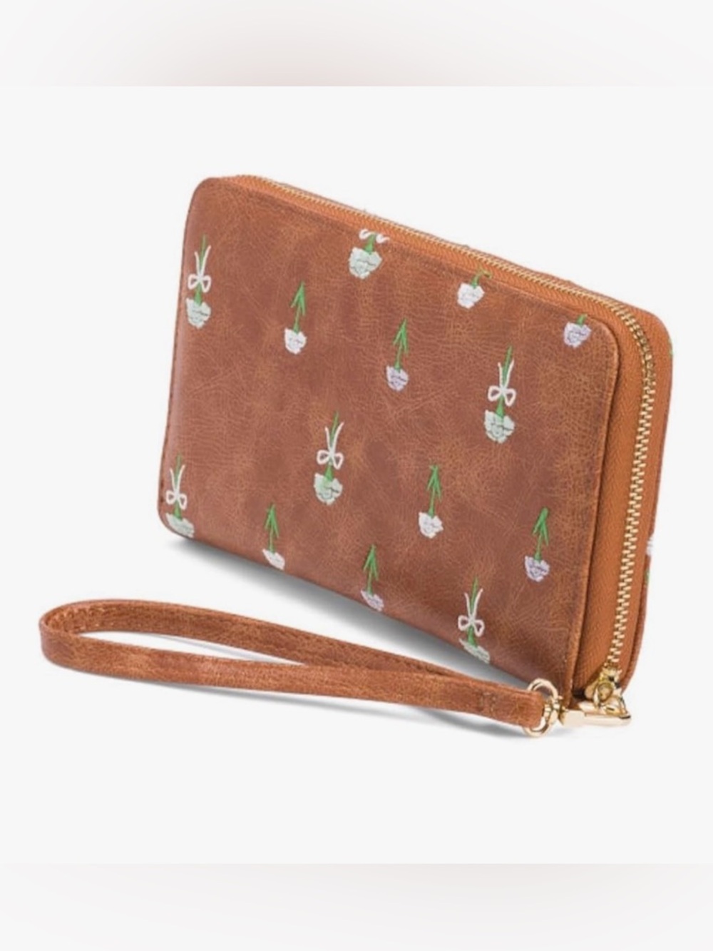 Betsey Johnson Brown Floral Embroidered Wristlet - Picture 2 of 4